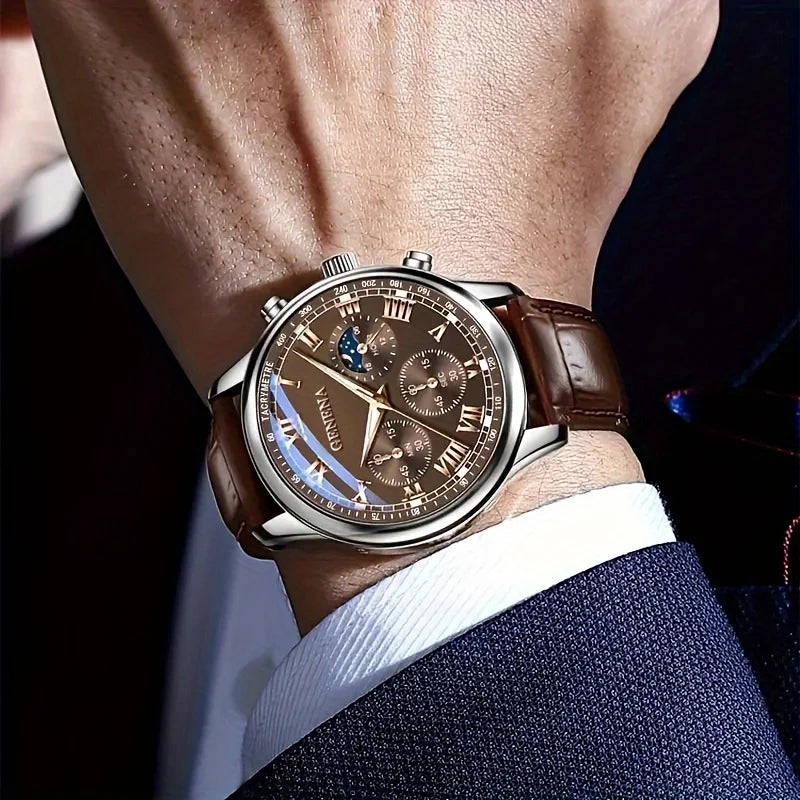 GENEVA High Quality Men's Luxury Quartz Watch Business Student Sport Waterproof Glow Clock
