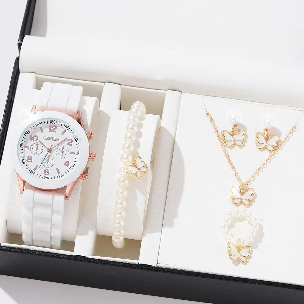 Woman Watch Fashion Sets Luxury Brand Silicone Strap Quartz Ladies Wrist watches