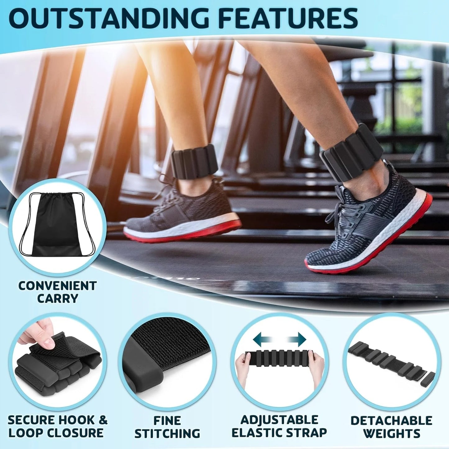 Wearable Leg Or Cuff Weight Straps For Yoga, Dance, Gym And Running