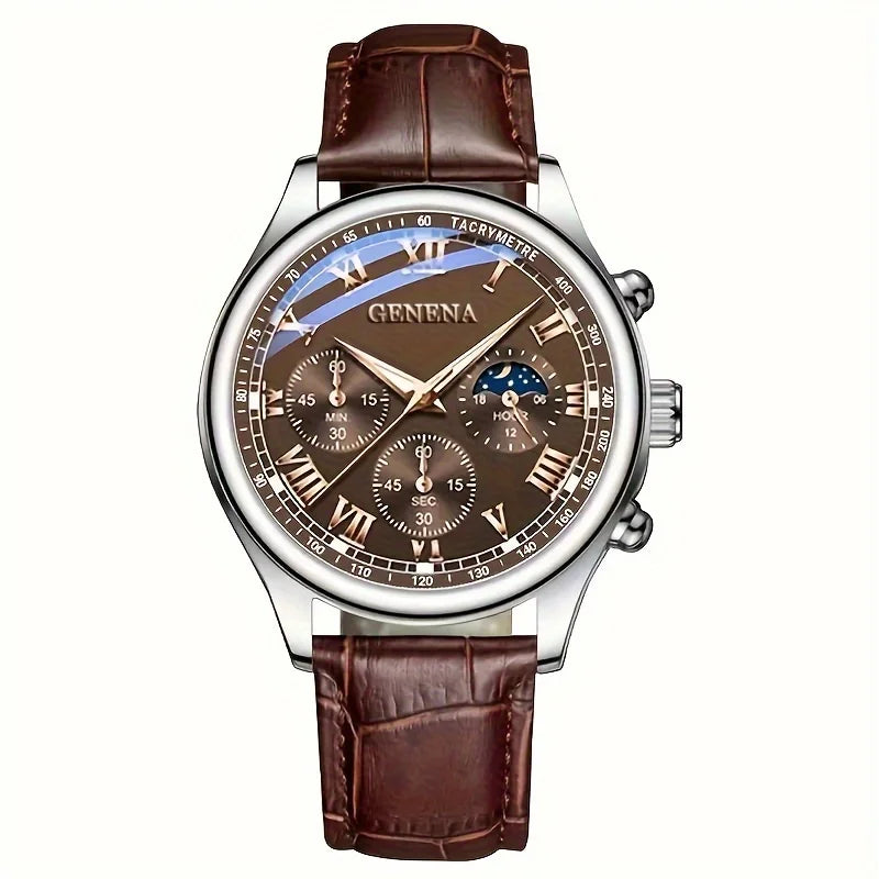 GENEVA High Quality Men's Luxury Quartz Watch Business Student Sport Waterproof Glow Clock