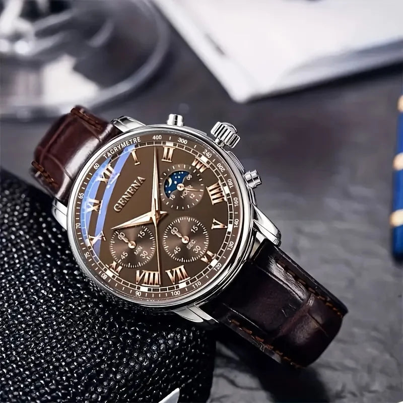 GENEVA High Quality Men's Luxury Quartz Watch Business Student Sport Waterproof Glow Clock