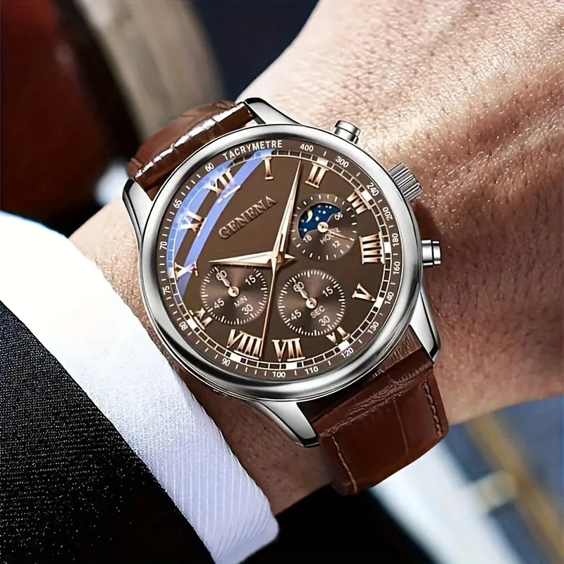 GENEVA High Quality Men's Luxury Quartz Watch Business Student Sport Waterproof Glow Clock