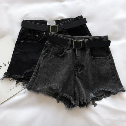 HELIAR Women High Denim Shorts With Belt