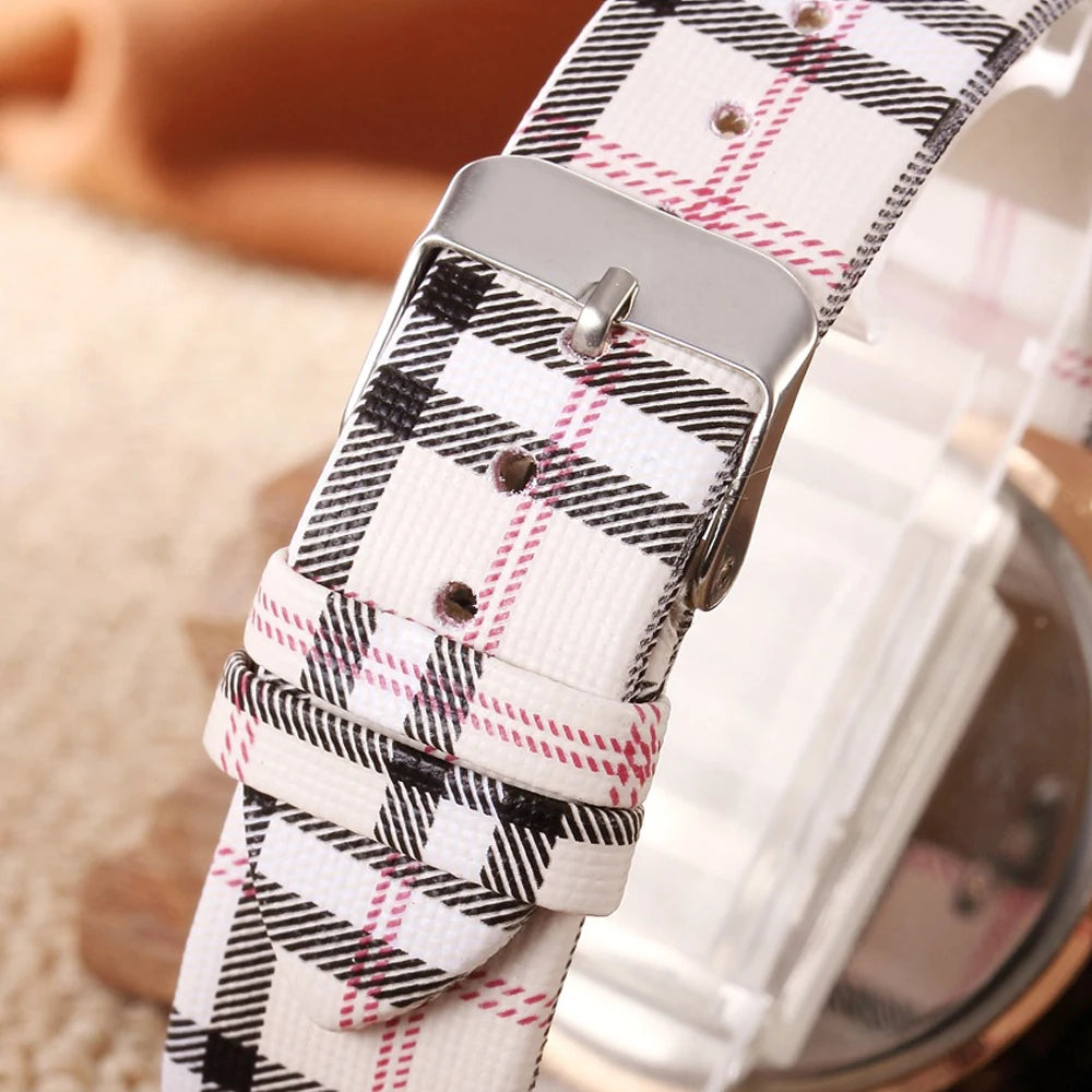 Women's Luxury Quartz Watch, Plaid Clock, Rose Gold Dial Dress, Casual Wristwatch, New Brand, Fashion