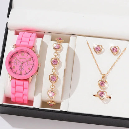 Woman Watch Fashion Sets Luxury Brand Silicone Strap Quartz Ladies Wrist watches