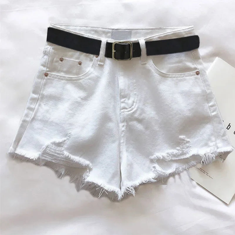 HELIAR Women High Denim Shorts With Belt