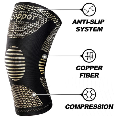 1/2Pcs Copper Knee Brace for Women and Men-Copper Knee Compression Sleeve Copper Knee Sleeves for Sports