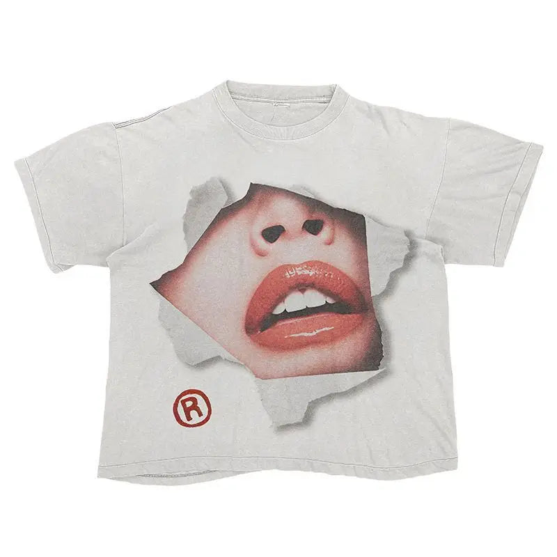 Y2K Punk Goth T Shirt Hip Hop Fashion Personality Loose Short Sleeved Harajuku Casual Womens Streetwear Round Neck Tops