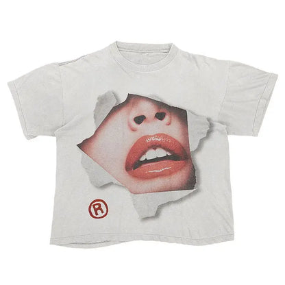 Y2K Punk Goth T Shirt Hip Hop Fashion Personality Loose Short Sleeved Harajuku Casual Womens Streetwear Round Neck Tops