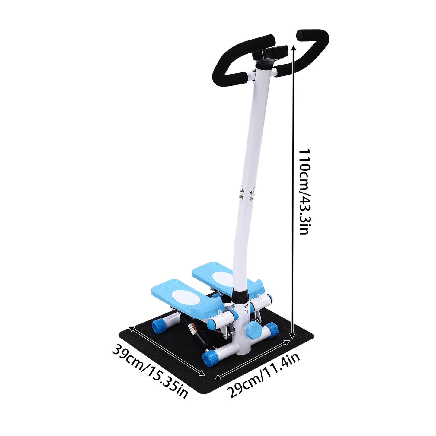 Fitness Stepper With Handlebars, Adjustable Height Hydraulic Stair Steppers with Resistance Band, Loading 150kg/330lbs