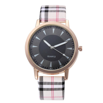 Women's Luxury Quartz Watch, Plaid Clock, Rose Gold Dial Dress, Casual Wristwatch, New Brand, Fashion