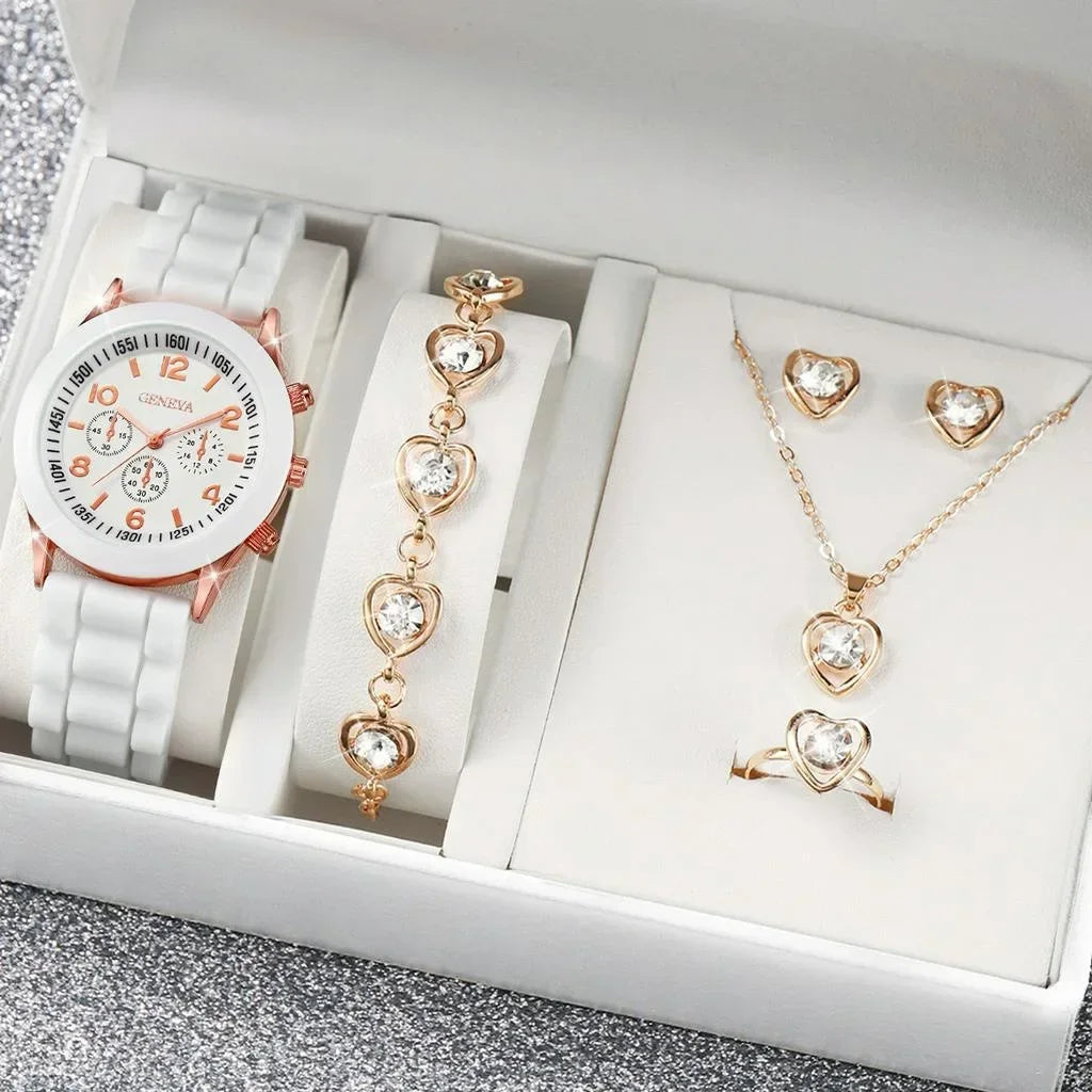 Woman Watch Fashion Sets Luxury Brand Silicone Strap Quartz Ladies Wrist watches