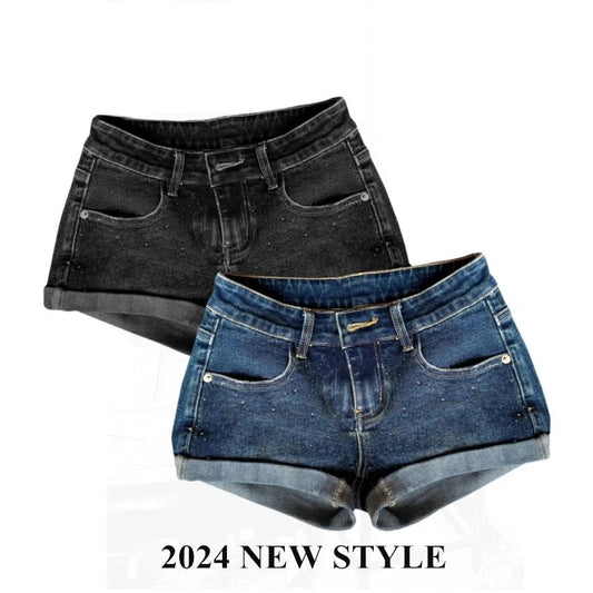 Fashion Sexy Vintage Denim Shorts Woman 2024 New Korean Style Short Pants High Waist Washed Jeans Slim Design