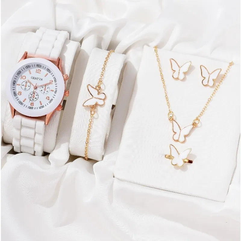 Woman Watch Fashion Sets Luxury Brand Silicone Strap Quartz Ladies Wrist watches