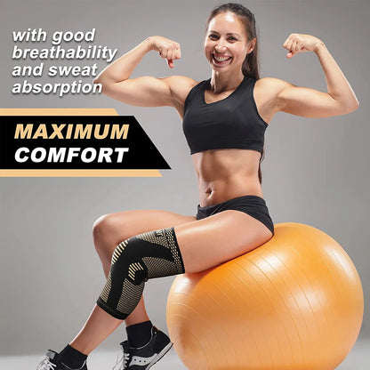 1/2Pcs Copper Knee Brace for Women and Men-Copper Knee Compression Sleeve Copper Knee Sleeves for Sports
