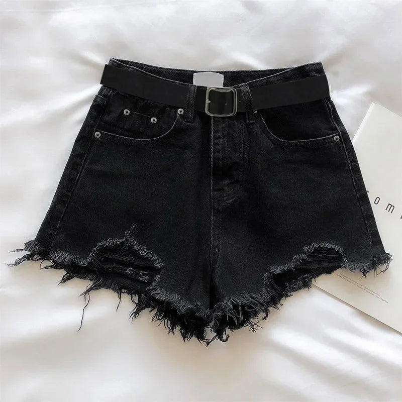 HELIAR Women High Denim Shorts With Belt