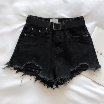 HELIAR Women High Denim Shorts With Belt