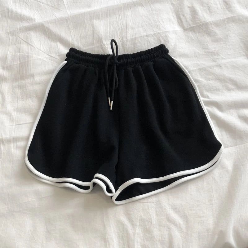 Women Striped Casual Shorts Korean Harajuku Loose All Match Sports Shorts Summer Fashion Simple Yoga Thin Mini Shorts Female