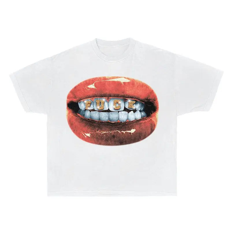 Y2K Punk Goth T Shirt Hip Hop Fashion Personality Loose Short Sleeved Harajuku Casual Womens Streetwear Round Neck Tops