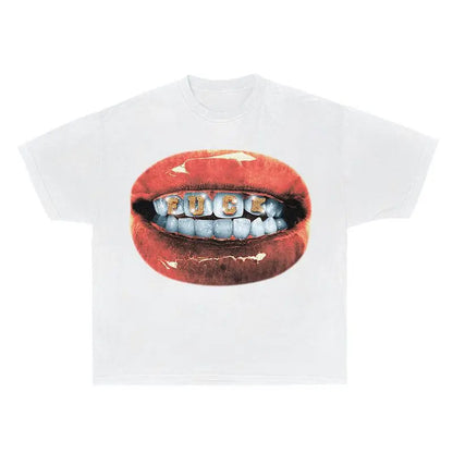 Y2K Punk Goth T Shirt Hip Hop Fashion Personality Loose Short Sleeved Harajuku Casual Womens Streetwear Round Neck Tops