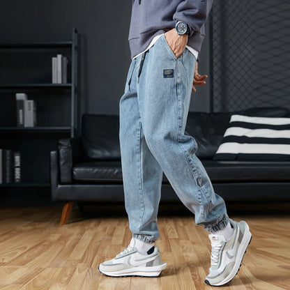2024 Spring Summer Black Blue Jeans Men Streetwear Denim Jogger Pants Men Baggy Harem Jean Trousers Plus Size 6XL 7XL 8XL