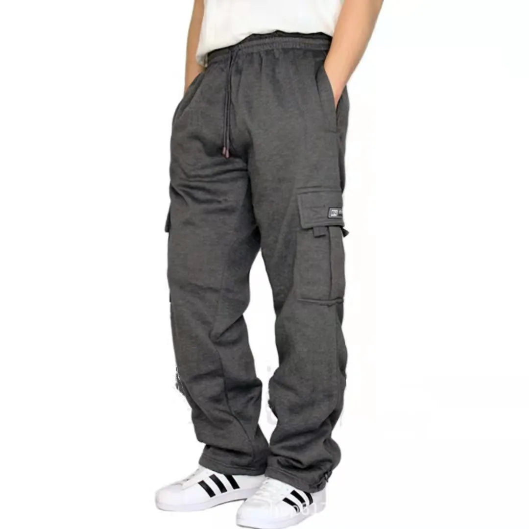 KPOP Fashion Style Harajuku Slim Fit Trousers Loose All Match Sweat Pants Solid Pockets Patchwork Straight Cylinder Cargo Pants