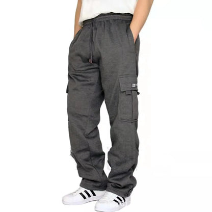 KPOP Fashion Style Harajuku Slim Fit Trousers Loose All Match Sweat Pants Solid Pockets Patchwork Straight Cylinder Cargo Pants