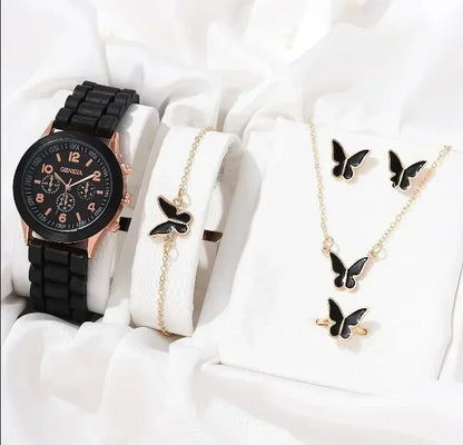 Woman Watch Fashion Sets Luxury Brand Silicone Strap Quartz Ladies Wrist watches