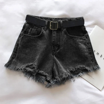 HELIAR Women High Denim Shorts With Belt
