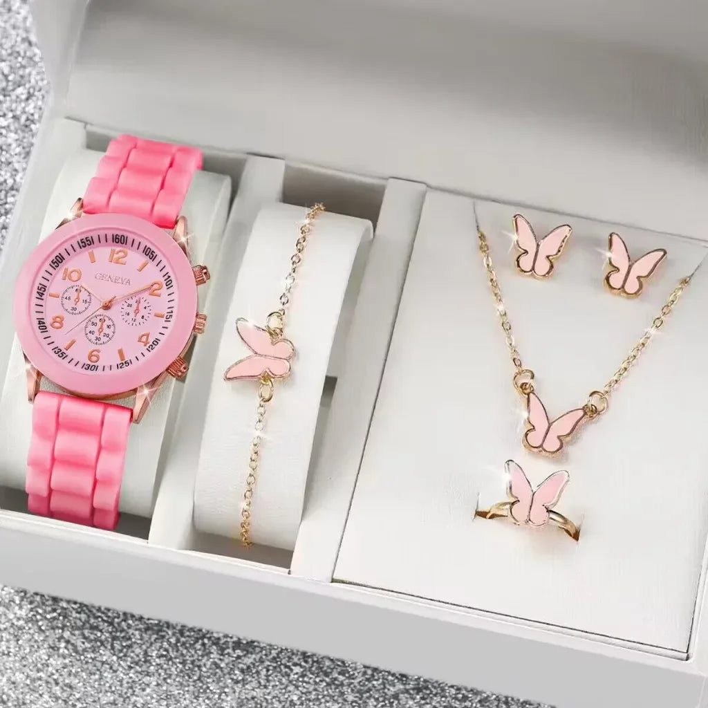 Woman Watch Fashion Sets Luxury Brand Silicone Strap Quartz Ladies Wrist watches