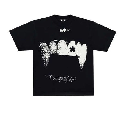 Y2K Punk Goth T Shirt Hip Hop Fashion Personality Loose Short Sleeved Harajuku Casual Womens Streetwear Round Neck Tops