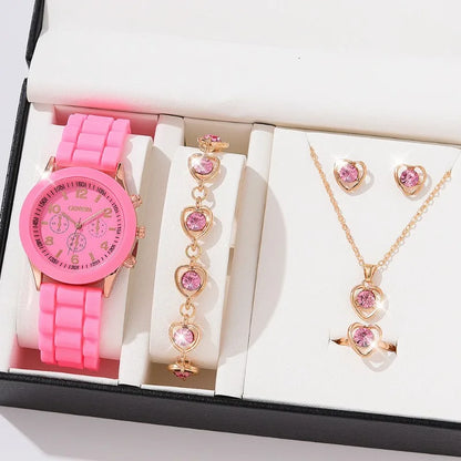 Woman Watch Fashion Sets Luxury Brand Silicone Strap Quartz Ladies Wrist watches