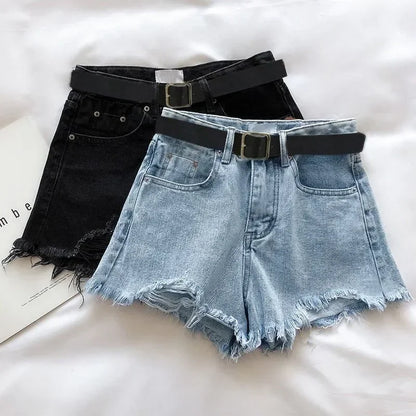 HELIAR Women High Denim Shorts With Belt