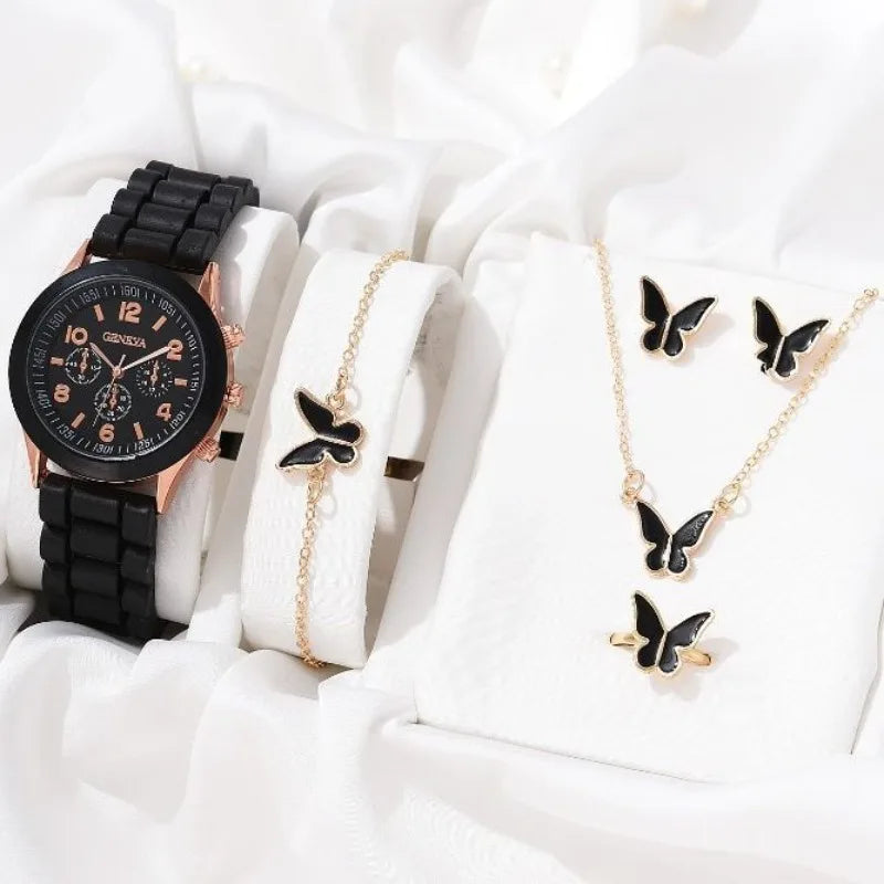 Woman Watch Fashion Sets Luxury Brand Silicone Strap Quartz Ladies Wrist watches