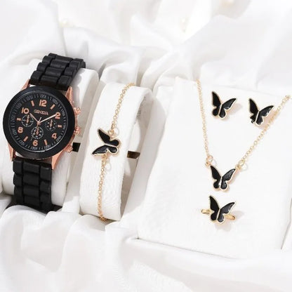 Woman Watch Fashion Sets Luxury Brand Silicone Strap Quartz Ladies Wrist watches