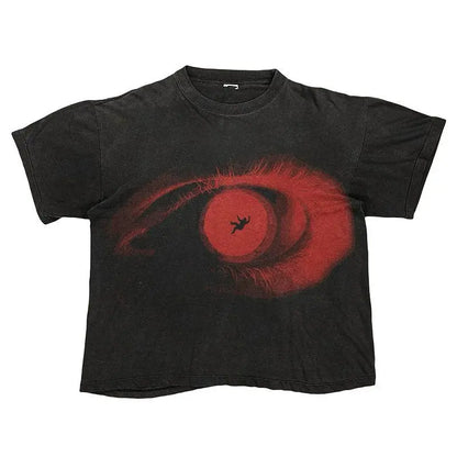 Y2K Punk Goth T Shirt Hip Hop Fashion Personality Loose Short Sleeved Harajuku Casual Womens Streetwear Round Neck Tops