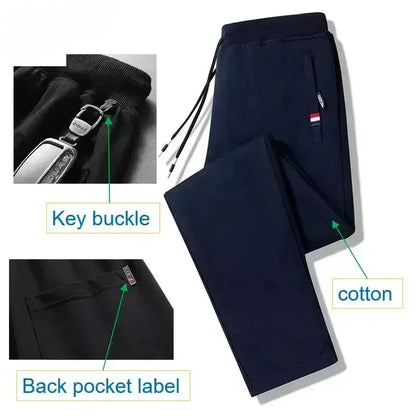 Spring Pants Men Fitness Sportswear Tracksuit Elastic Waist Sweatpants Cotton Trousers Loose Gyms Jogger Track Pants Mens M- 8XL