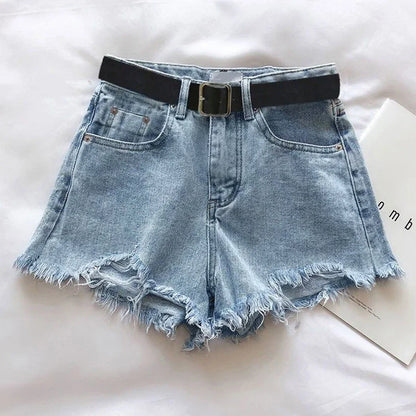 HELIAR Women High Denim Shorts With Belt