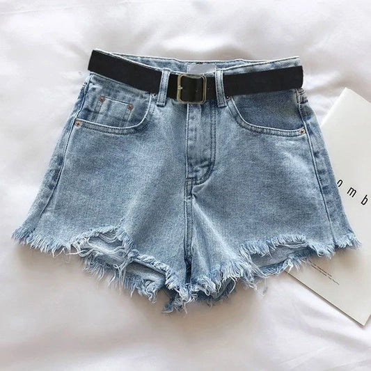 HELIAR Women High Denim Shorts With Belt
