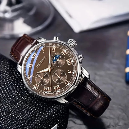 GENEVA High Quality Men's Luxury Quartz Watch Business Student Sport Waterproof Glow Clock