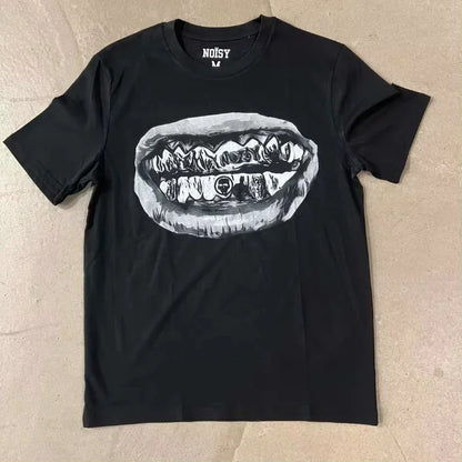Y2K Punk Goth T Shirt Hip Hop Fashion Personality Loose Short Sleeved Harajuku Casual Womens Streetwear Round Neck Tops