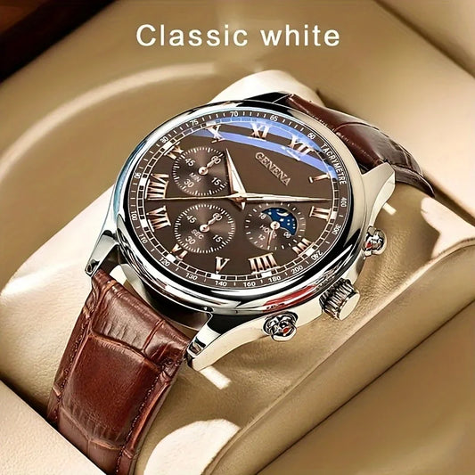 GENEVA High Quality Men's Luxury Quartz Watch Business Student Sport Waterproof Glow Clock