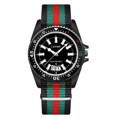 New fashionable men's nylon strap calendar watch, luxurious and simple business men's and women's night light quartz watch