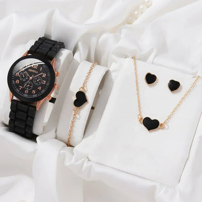 Woman Watch Fashion Sets Luxury Brand Silicone Strap Quartz Ladies Wrist watches