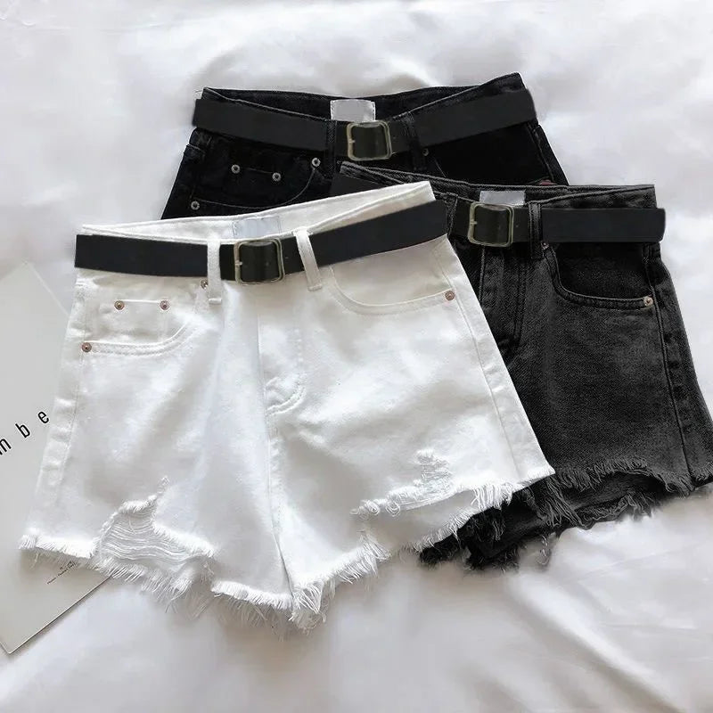 HELIAR Women High Denim Shorts With Belt