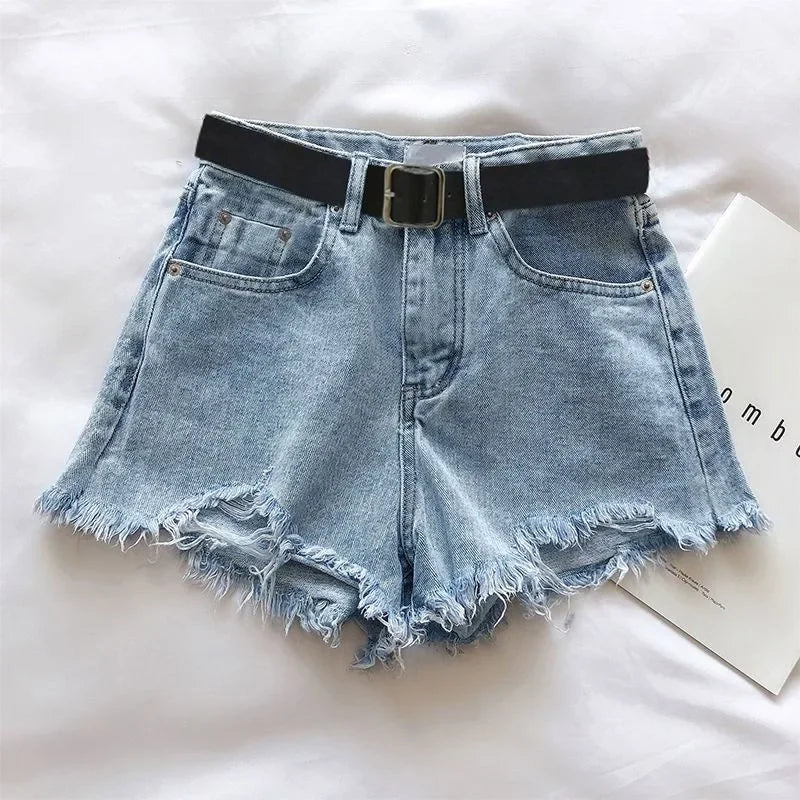 HELIAR Women High Denim Shorts With Belt