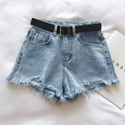 HELIAR Women High Denim Shorts With Belt