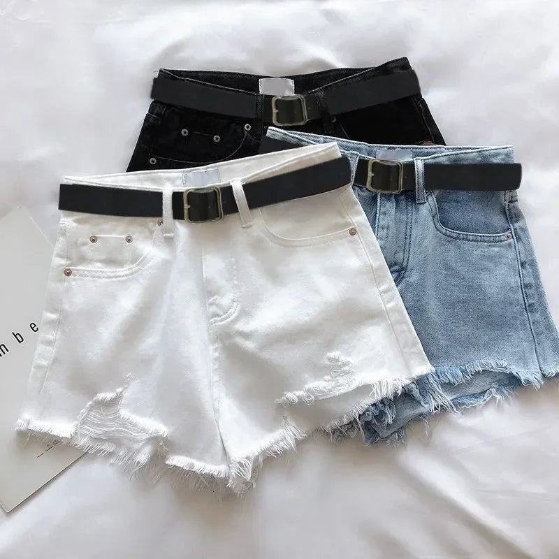 HELIAR Women High Denim Shorts With Belt
